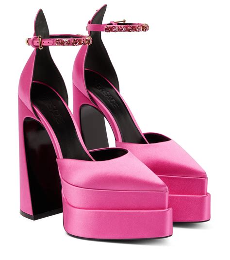 versace flat woman hot pink red shoes|versace pink chunky heel.